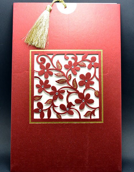 RC3908 Maroon Laser Cut Shaadi Card