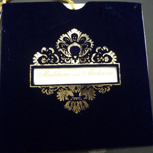 HR 103 A Blue Velvet (Asian Wedding Card)