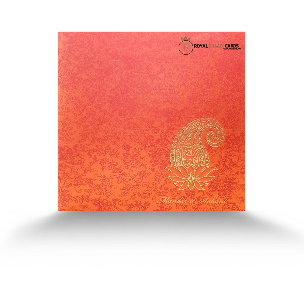 Metallic Orange wedding Card