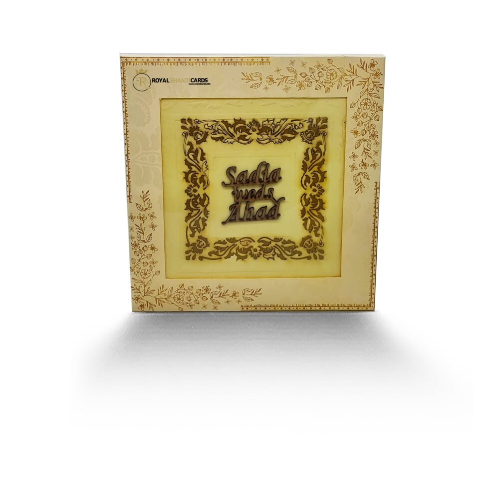 Gold Floral Square Asian Wedding Card