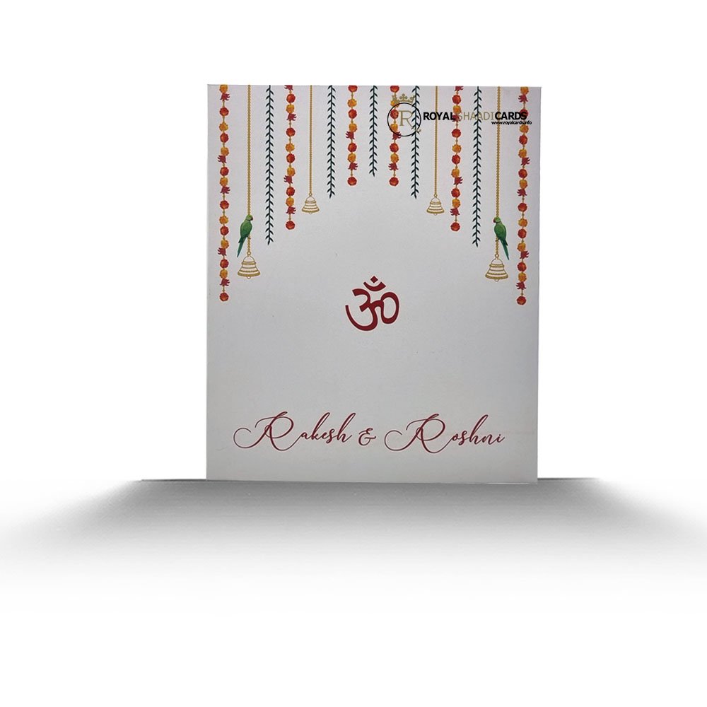 Off white rectangle indian wedding card