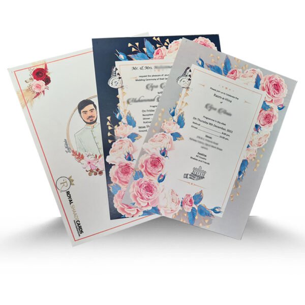 illustrated rectangle wedding invitation card