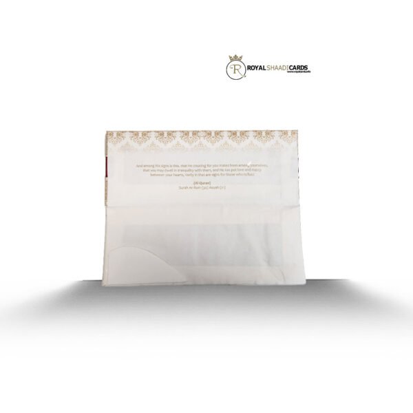 offwhite and gold ribbon wedding invitation card