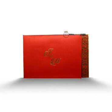 Fabric Red Shaadi Wedding Card Front