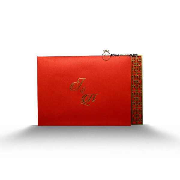 Fabric Red Shaadi Wedding Card Front