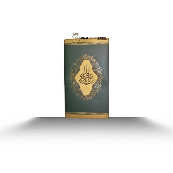 Green and Gold Shaadi Wedding Card