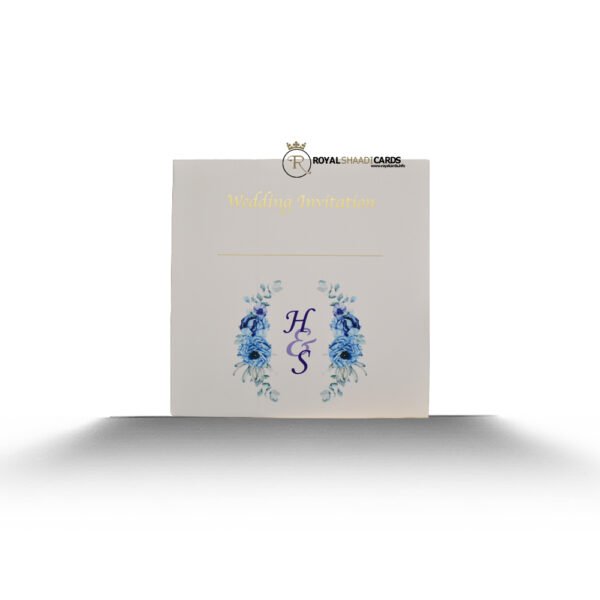 Blue Rose and Gold Design Wedding Card Envelope