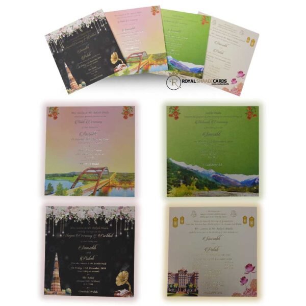 Multi-Color 4 Card Insert Shaadi Card