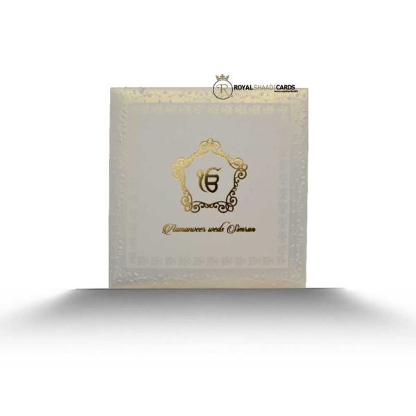Regal Purple Wedding Card with Gold Accents - Front