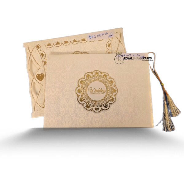 Cream Wedding Card with Tassle