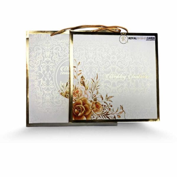 off white floral wedding card
