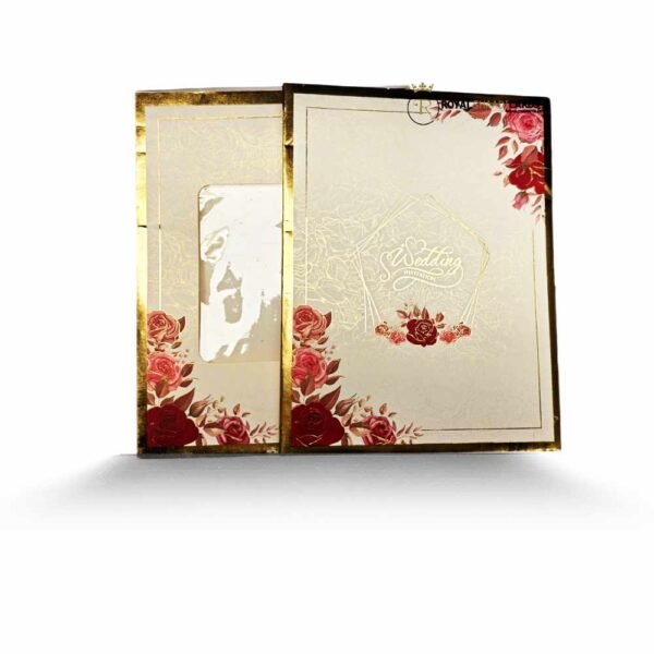 red floral bag asian wedding card