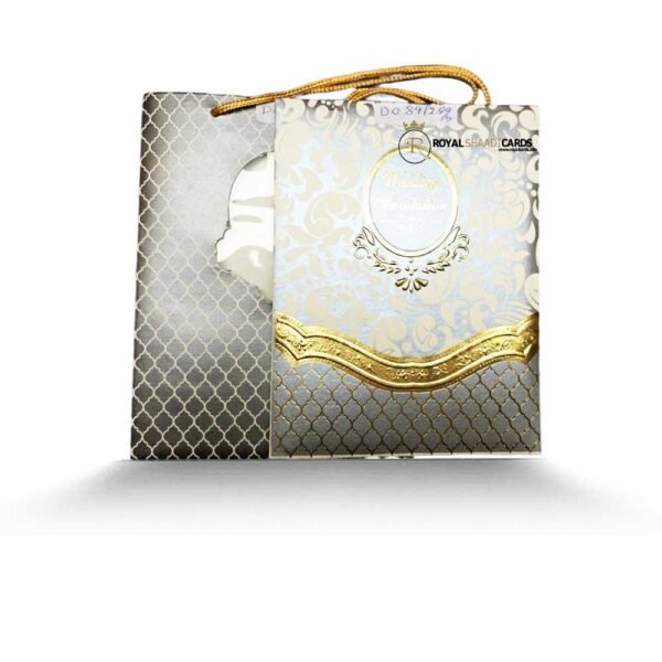 silver bag wedding card