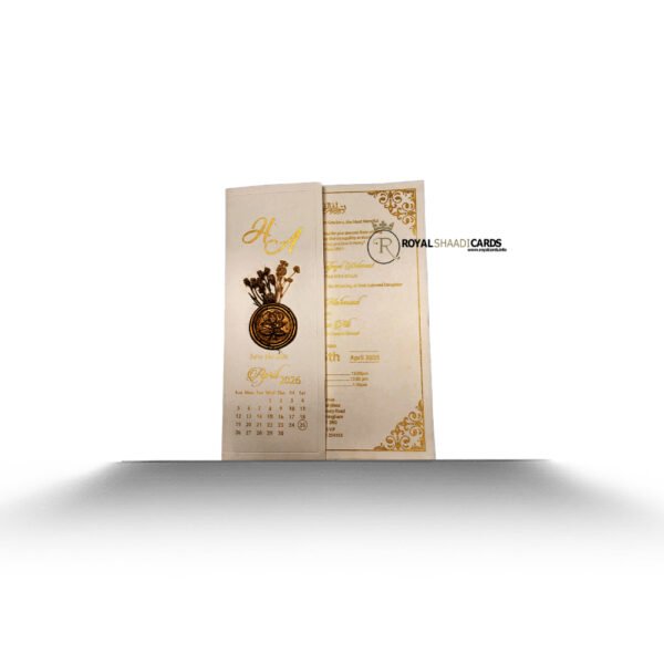 Cream and gold asian wedding card with stamp