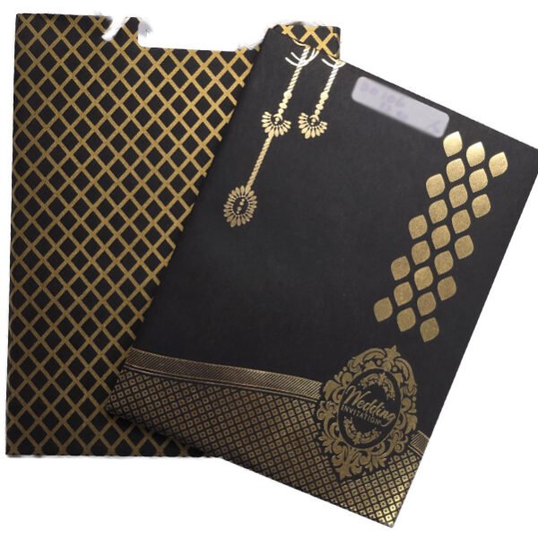 black and gold shaadi card